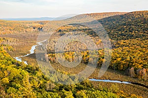 Carp River Valley at the Porcupine Mountains in the Upper Peninsula of Michigan