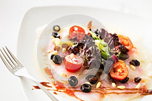 Carpaccio cod salad