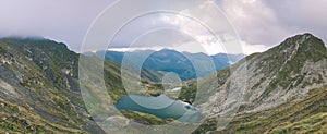 Carpathian mountain panorama in summer - vintage film effect