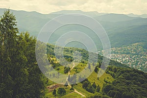 Carpathian mountain range. Clouds over mountains.