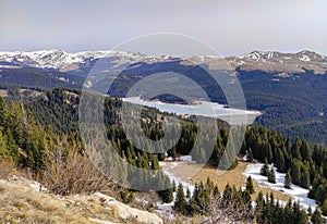 Carpathian mountains in Romania , with Bolboci lake