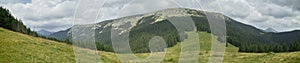 Carpathian Mountains: Sinyak Gorgan view tothe summit. Panorama.