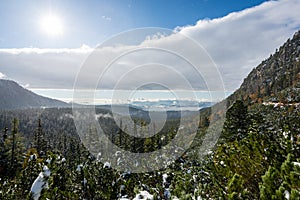 Carpathian mountains in winter snow