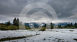 Carpathian mountains in winter snow