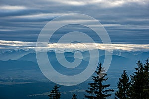 Carpathian mountains in winter snow