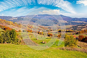 carpathian rural landscape in autumn