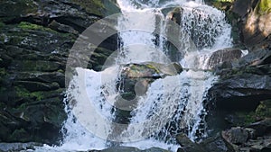 Carpatian waterfall Shipot slow motion, Pylypets, Podobovets,Ukraine