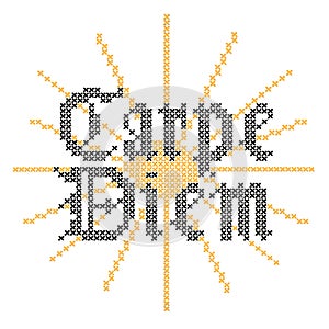 Carpe Diem Embroidery, Cross Stitch on Wood Hoop