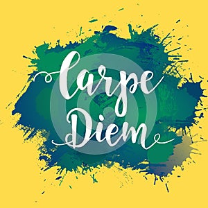 Carpe diem - latin phrase means Capture the moment. Hand drawn typography poster. T shirt hand lettered calligraphic design. Inspi