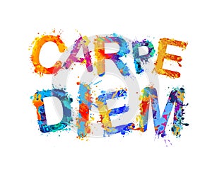 Carpe diem. latin phrase means Capture the moment. Splash paint photo