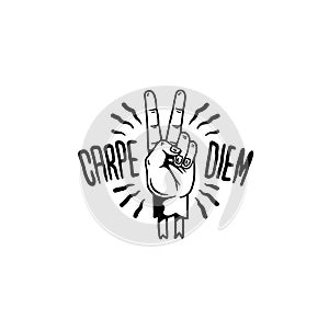 Carpe diem motivational illustration vector