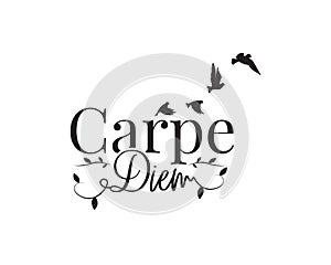 Carpe diem, Seize the day, vector. Wording design, lettering. Wall decals isolated on white background photo