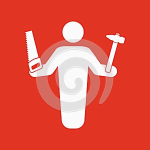 The carpenter avatar icon. Builder and handyman, craftsman symbol. Flat