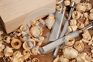 Carpenter cabinet maker hand tools on the workbench