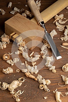 Carpenter cabinet maker hand tools on the workbench