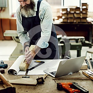 Carpenter Craftsman Handicraft Wooden Workshop Concept