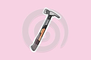 Carpenter Hammer Tool Sticker vector illustration. Carpentry and Construction working tools object icon concept.