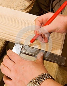 Carpenter hand with square