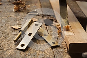 Carpenter with a hinge photo