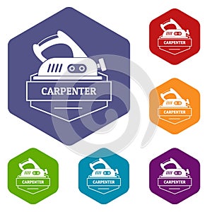 Carpenter icons vector hexahedron