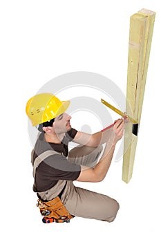 Carpenter marking wood