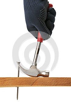 Carpenter pulls a nail. photo
