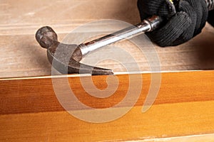 carpenter restoring old wooden doors,work in the workshop