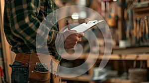 The carpenter holding clipboard.AI generated image