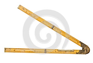 Carpenter's folding rule of 19th century with brass level