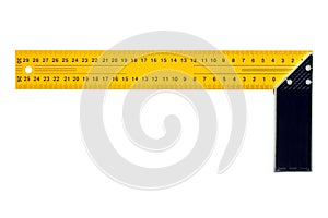 The carpenters square is isolated on a white background.