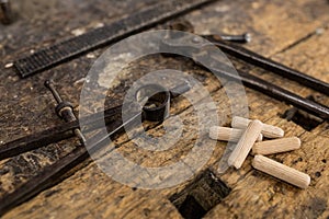 carpenter& x27;s tools on a wooden desk