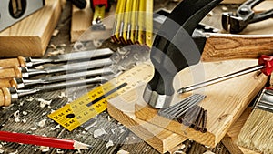 Carpenter`s work tools. Carpentry
