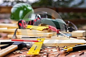Carpenter`s work tools. Carpentry