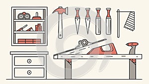 Carpenter's Workbench with Assorted Hand Tools, Woodworking Craft, vector design Generative AI