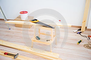 Carpenter tools on floor