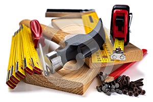Carpenter work tools. Carpentry