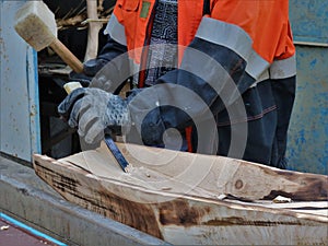 Carpenter work with wood material hand tool