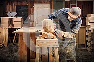 Carpenter work with wooden