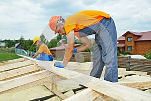 Carpenter workers on roof