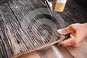 Carpenter Working with Wood in his Workshop