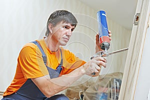 Carpenter works with foam