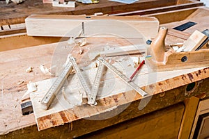 At the carpentry, carpenter table