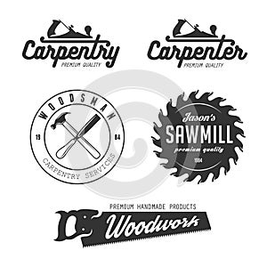 Carpentry emblems, badges, design elements