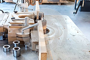 Carpentry machine in a workshop.