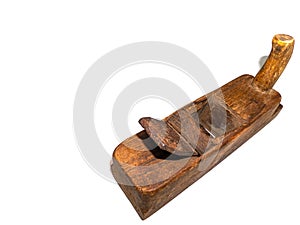 Carpentry tool wooden plane on a white background