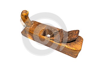 Carpentry tool wooden plane on a white background