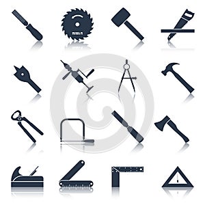 Carpentry tools icons black