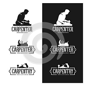 Carpentry vintage labels set. Carpenter emblems. Vector illustration.