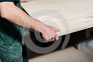 Carpentry worker in a manufacture production
