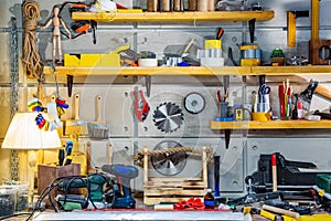 Carpentry workshop equipped with the necessary tools